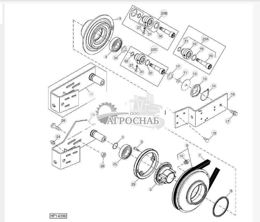 VARIABLE DRIVE UPPER COUNTERSHAFT, SHEAVES AND SUPPORTS 